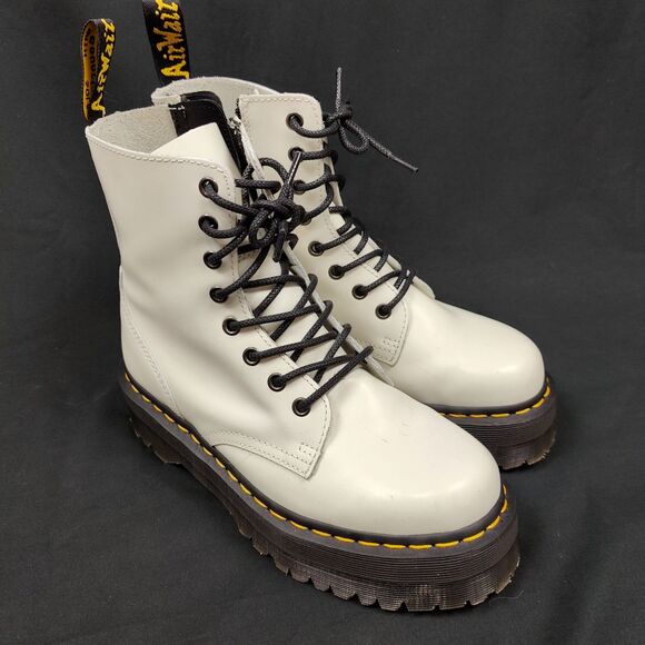 ♡ Dr. Martens ♡ Jadon Smooth Leather Platform Boot in White - Picture 1 of 9
